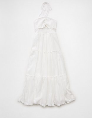 AE Halter Cut-Out Smocked Midi Dress