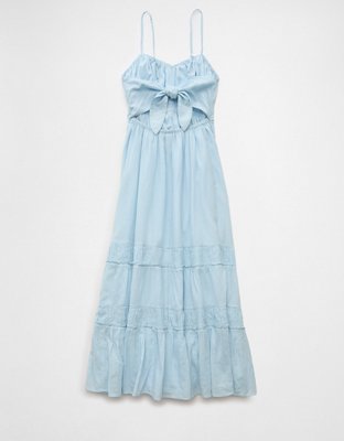 Robe mi-longue nouée à l’avant à décolleté en cœur AE