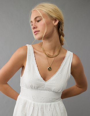 AE V-Neck Scalloped Mini Dress