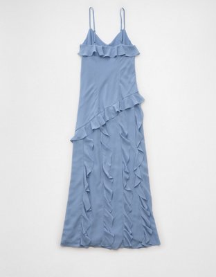 AE Asymmetrical Ruffle Maxi Slip Dress