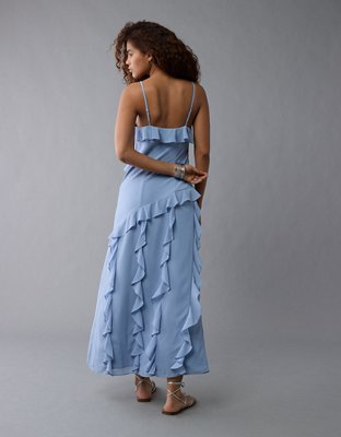 Robe longue à enfiler asymétrique volants AE