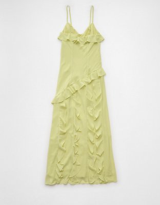 AE Asymmetrical Ruffle Maxi Slip Dress