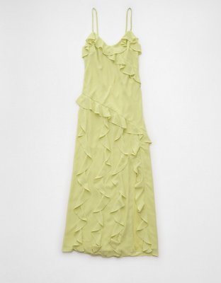 AE Asymmetrical Ruffle Maxi Slip Dress