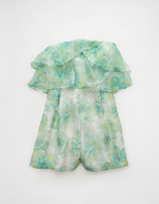 AE Strapless Organza Ruffle Romper