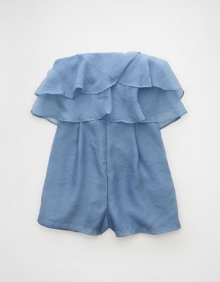 AE Strapless Organza Ruffle Romper