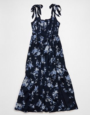 AE Corset Tie Strap Floral Midi Dress