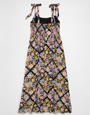AE Corset Tie Strap Floral Midi Dress