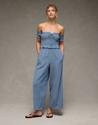 AE Off The Shoulder Tie Front Jumpsuit