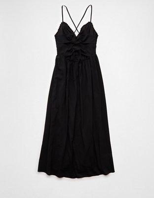 AE V-Neck Crochet Midi Dress