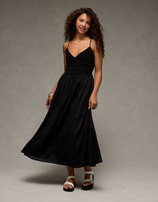 AE V-Neck Crochet Midi Dress