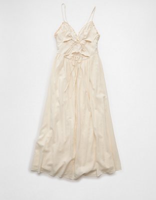AE V-Neck Crochet Midi Dress