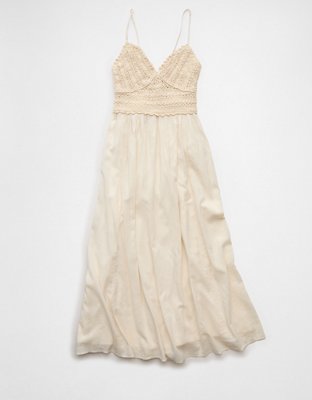 AE V-Neck Crochet Midi Dress