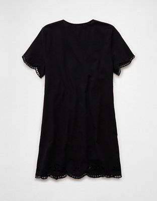 AE V-Neck Embroidered Mini Shift Dress | AE