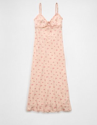 AE V-Neck Ruffle Midi Slip Dress