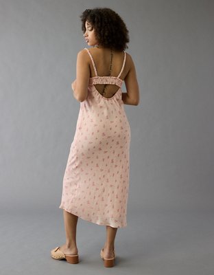 AE V-Neck Ruffle Midi Slip Dress