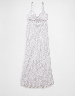AE V-Neck Ruffle Midi Slip Dress