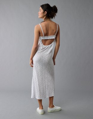 AE V-Neck Ruffle Midi Slip Dress