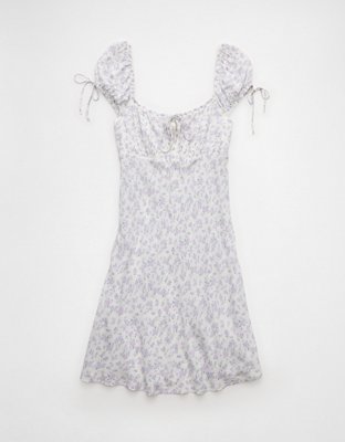 ae ruched bodice puff sleeve mini dress NWT Abercrombie & Fitch Ruched Puff Sleeve Mini Dress White Small
