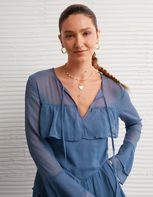 AE Long-Sleeve Ruffle Romper