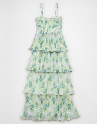 Robe très longue plissée étagée AE