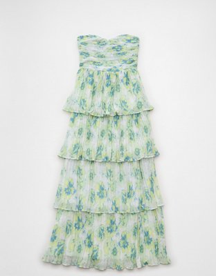 Robe très longue plissée étagée AE