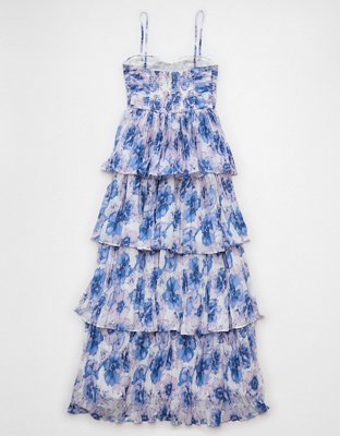 Robe très longue plissée étagée AE