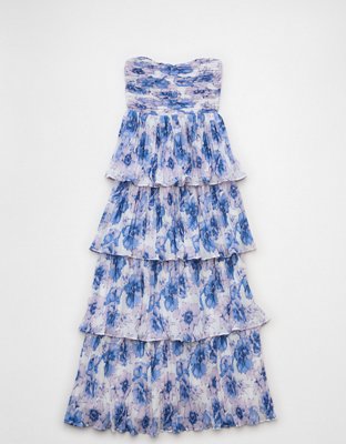 Robe très longue plissée étagée AE