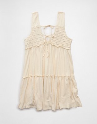 AE Sunchaser Knit V-Neck Crochet Mini Dress