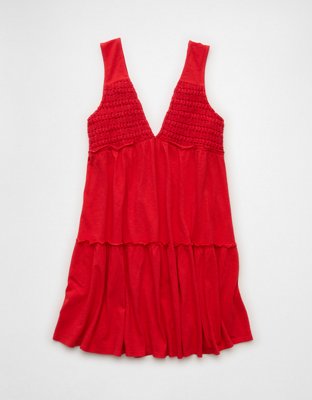 AE Sunchaser Knit V-Neck Crochet Mini Dress