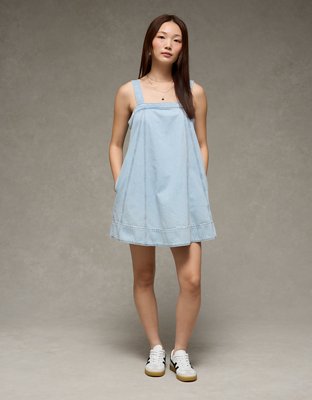 AE Square Neck Denim Shift Dress