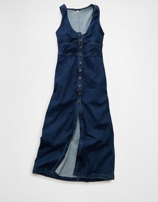 AE Maxivestido de Denim con Escote V