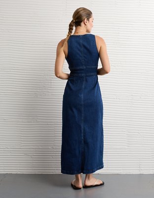 ae denim scoop neck maxi dress AE V-Neck Denim Maxi Dress