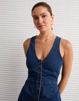 AE V-Neck Denim Maxi Dress