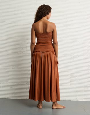 AE Sunchaser Knit Smocked Drop Waist Midi Dress