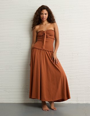 AE Sunchaser Knit Smocked Drop Waist Midi Dress | AE