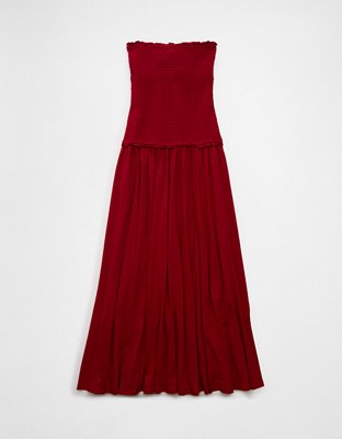 AE Sunchaser Knit Smocked Drop Waist Midi Dress