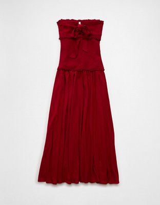AE Sunchaser Knit Smocked Drop Waist Midi Dress