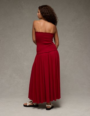 AE Sunchaser Knit Smocked Drop Waist Midi Dress