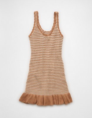 Minirobe chandail rayée à ourlet volants AE