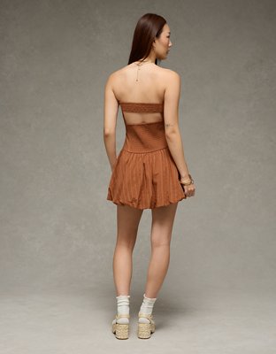 sachin and babi light blue dress AE Strapless Drop Waist Mini Bubble Dress Women's Brown XXL