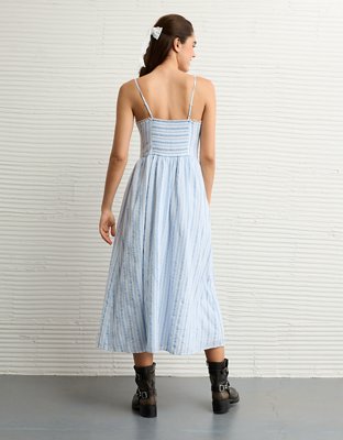 AE Catie Corset Button-Up Midi Dress