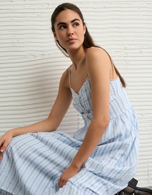 AE Catie Corset Button-Up Midi Dress