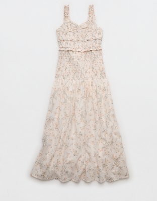 AE Catie Corset Smocked Floral Midi Dress