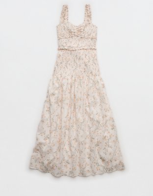 AE Catie Corset Smocked Floral Midi Dress