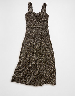 AE Catie Corset Smocked Floral Midi Dress