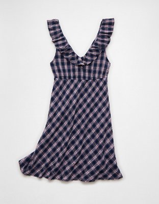 AE Ruffle Tie-Front Mini Dress Womens Navy XXL 15$