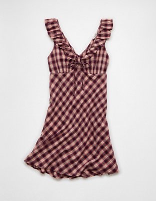 AE Ruffle Tie-Front Mini Dress | American Eagle