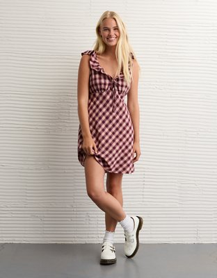 ruffle front mini dress Sail to Sable Blush Ruffle Front Scalloped Hem Mini Dress Blush / S / PBSP2404B
