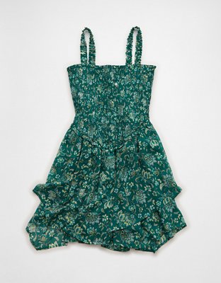 blue and pink cocktail dress Green Floral Short Sleeve Mini Dress main image 1
