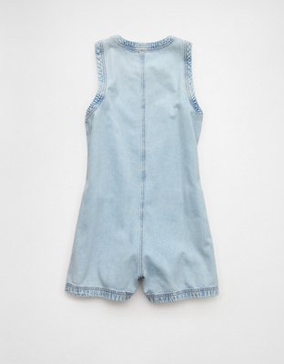 AE Crew Neck Button-Up Denim Romper